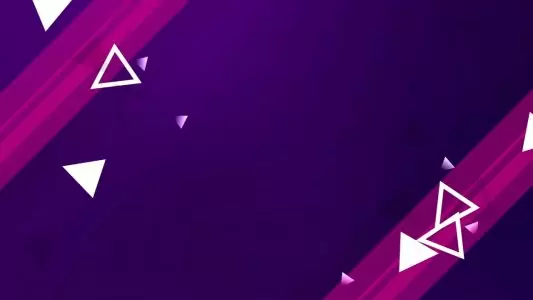 Intro animation with purple background and white triangles